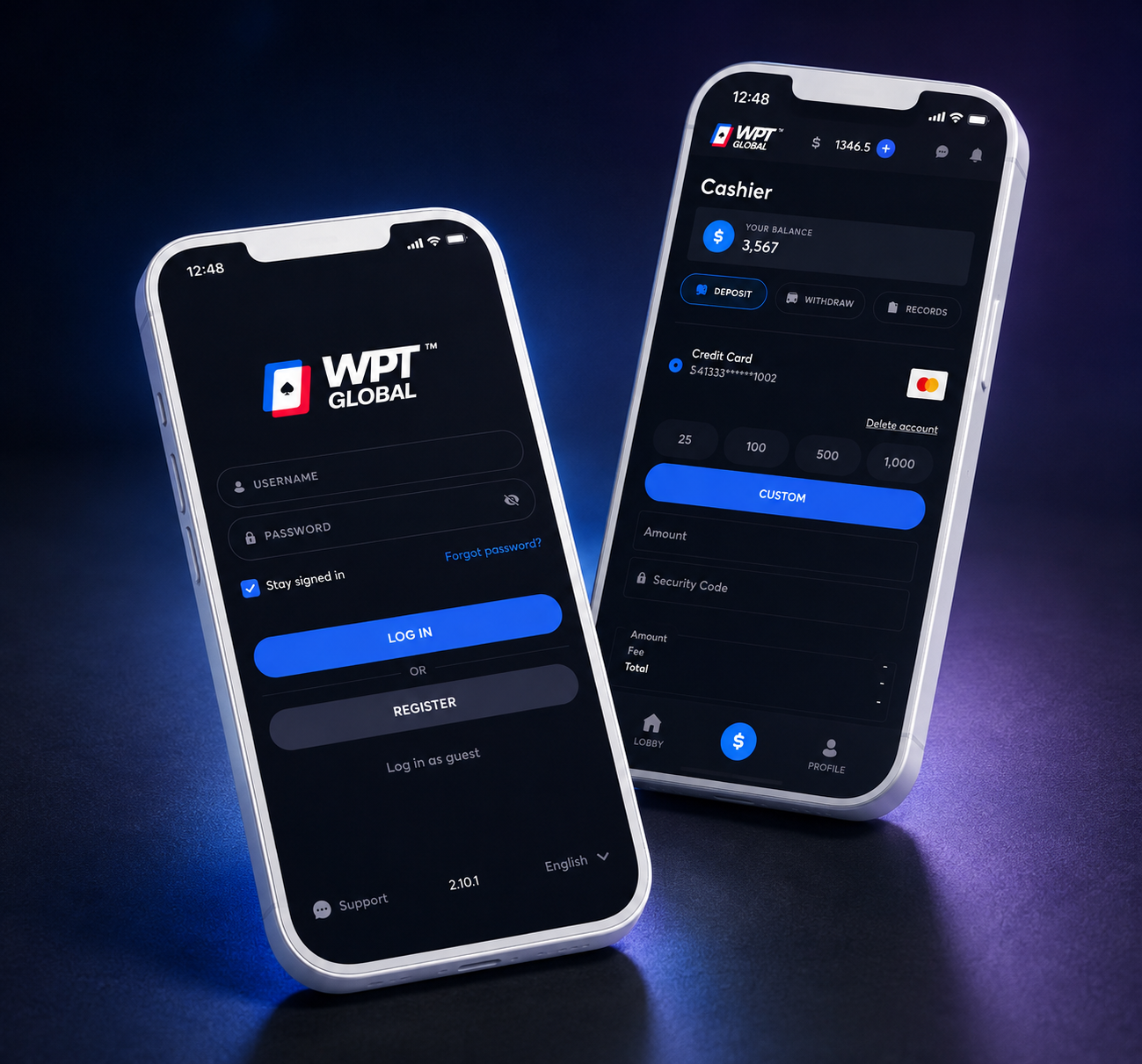 WPT Global手机客户端下载界面视觉